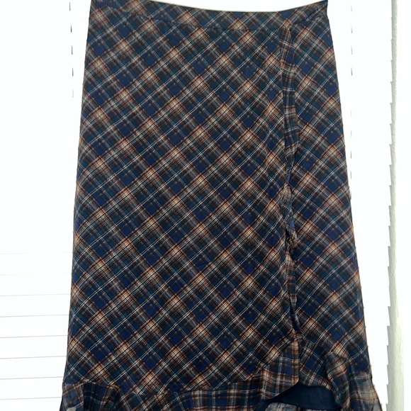 Maurices Dresses & Skirts - Maurices Blue and Brown Plaid High-Low Skirt